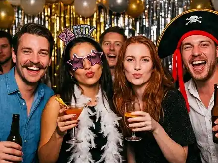 Gasten bij de photobooth in een kast