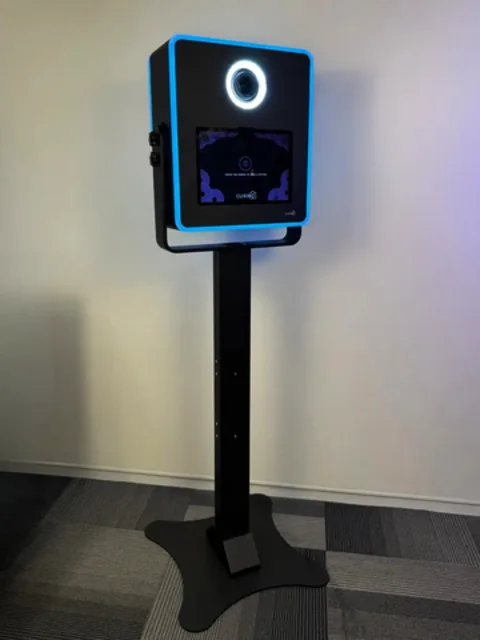 De statiefbooth met ringlamp, klaar voor gebruik